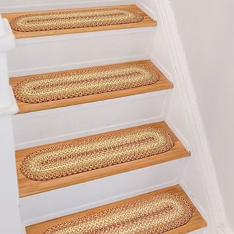 Premium Jute Braided Indoor Stair Treads, Oval/Rectangular, 8" x 28" (Set of 13)