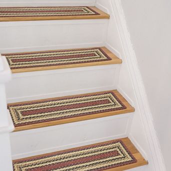 Premium Jute Braided Indoor Stair Treads, Oval/Rectangular, 8" x 28" (Set of 13)
