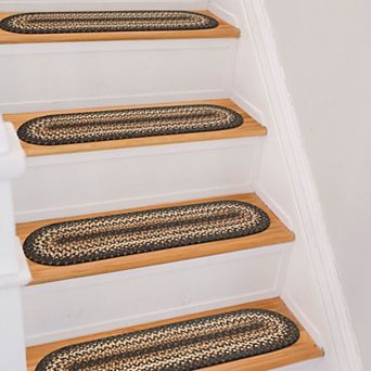 Premium Jute Braided Indoor Stair Treads, Oval/Rectangular, 8" x 28" (Set of 13)