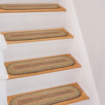 Premium Jute Braided Indoor Stair Treads, Oval/Rectangular, 8" x 28" (Set of 13)