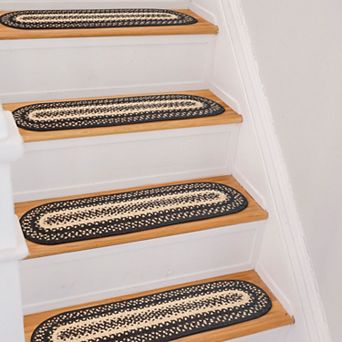 Premium Jute Braided Indoor Stair Treads, Oval/Rectangular, 8" x 28" (Set of 13)