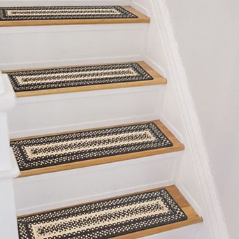 Premium Jute Braided Indoor Stair Treads, Oval/Rectangular, 8" x 28" (Set of 13)