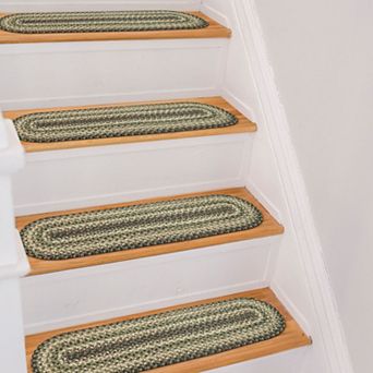 Premium Jute Braided Indoor Stair Treads, Oval/Rectangular, 8" x 28" (Set of 13)