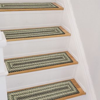 Premium Jute Braided Indoor Stair Treads, Oval/Rectangular, 8" x 28" (Set of 13)