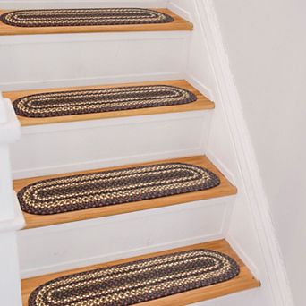 Premium Jute Braided Indoor Stair Treads, Oval/Rectangular, 8" x 28" (Set of 13)