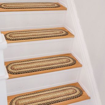 Premium Jute Braided Indoor Stair Treads, Oval/Rectangular, 8" x 28" (Set of 13)