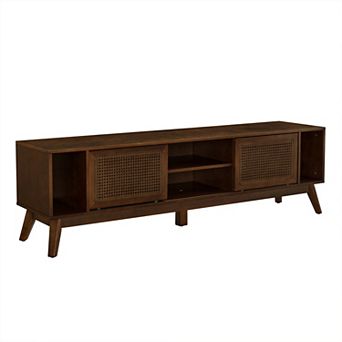 TEINIE Mid-Century Rattan TV Stand for 75" TV