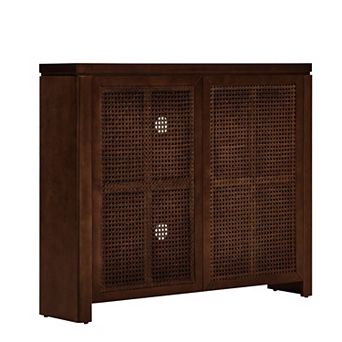 TEINIE 39.4" Mid-Century Rattan Buffet Cabinet with Outlet Holes