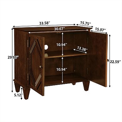 TEINIE 33.6" Retro Buffet Cabinet with Geometric Doors