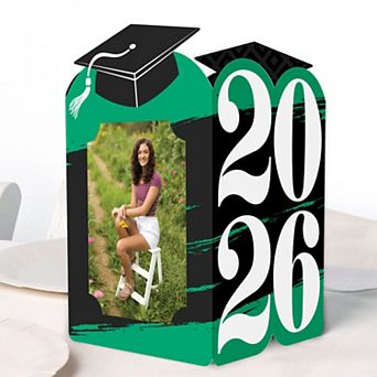 Big Dot of Happiness Green 2026 Graduation Photo Holder, 4x6 Picture Display, 8 Count