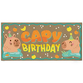 Capy Birthday Kraft Paper Banner, Capybara Birthday Printed Party Sign Decoration 1 Count