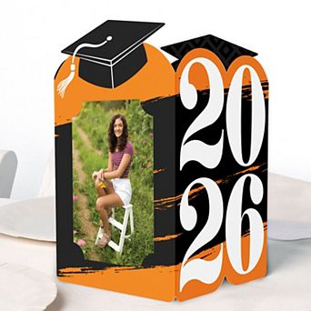 Big Dot of Happiness Orange 2026 Graduation Photo Holder, 4x6 Picture Display, 8 Count