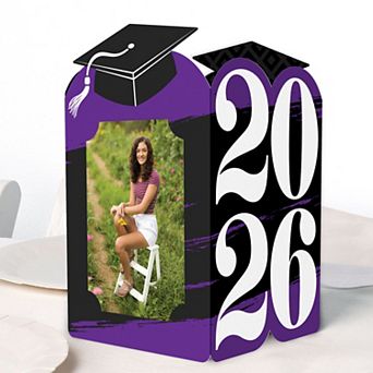 Big Dot of Happiness Purple 2026 Graduation Photo Holder, 4x6 Picture Display, 8 Count