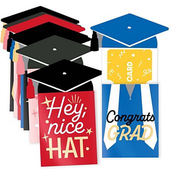 Big Dot of Happiness Assorted Cap and Gown Graduation Gift Card Holders, Nifty Gifty Pack, 8 ct