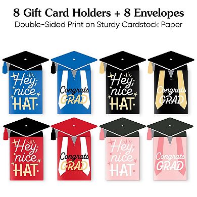 Big Dot of Happiness Assorted Cap and Gown Graduation Gift Card Holders, Nifty Gifty Pack, 8 ct
