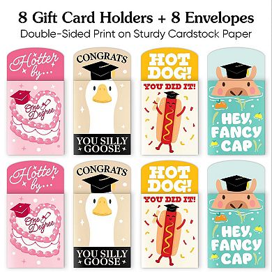 Big Dot of Happiness Assorted Funny Graduation Gift Card Holders, Nifty Gifty Pack, 8 ct