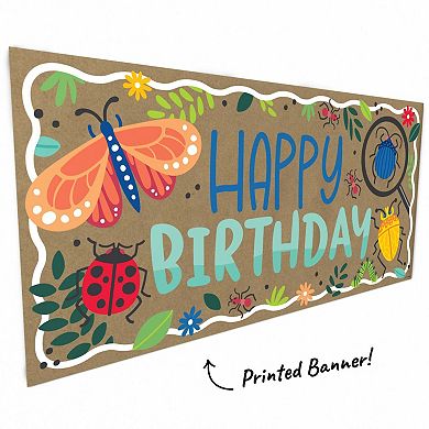Buggin' Out Birthday Kraft Paper Banner, Colorful Insects & Bug-Themed Printed Party Decor 1 Ct