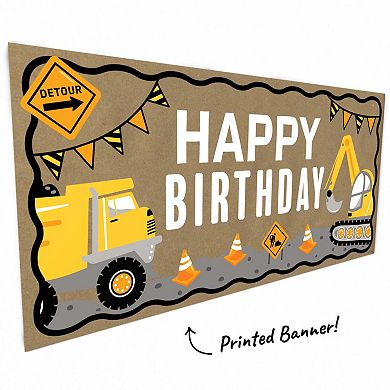 Dig It - Construction Kraft Paper Banner, Construction Truck Printed Party Decor 1 Count