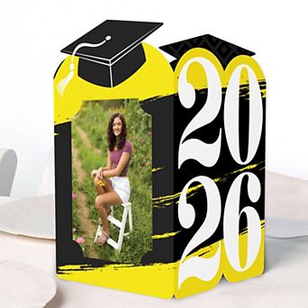 Big Dot of Happiness Yellow 2026 Graduation Photo Holder, 4x6 Picture Display, 8 Count