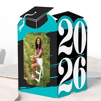 Big Dot of Happiness Teal 2026 Graduation Photo Holder, 4x6 Picture Display, 8 Count