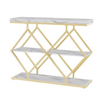 3 tier Entryway Table, Industrial Console Sofa Table with Storage, Accent Table with Open Shelves