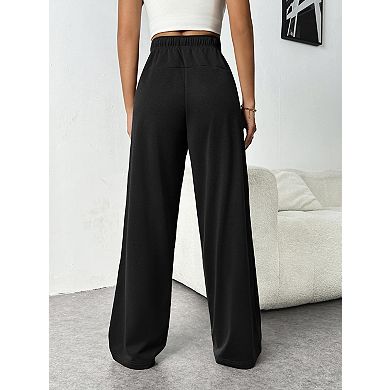 Women's Stretchy Wide Leg Sweatpants High Waist Lounge Pants with Pockets