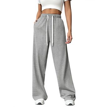 Women's Stretchy Wide Leg Sweatpants High Waist Lounge Pants with Pockets