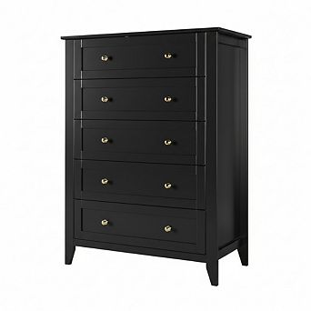 5 Drawer Dresser for Bedroom, Tall Dresser with Deep Drawers & Metal Knobs, for Entryway, Hallway