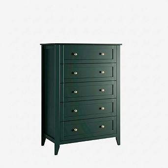 5 Drawer Dresser for Bedroom, Tall Dresser with Deep Drawers & Metal Knobs, for Entryway, Hallway