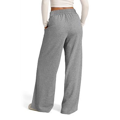 Women's Solid Color Wide Leg Pants Casual Drawstring Elastic Waist Lounge Pants