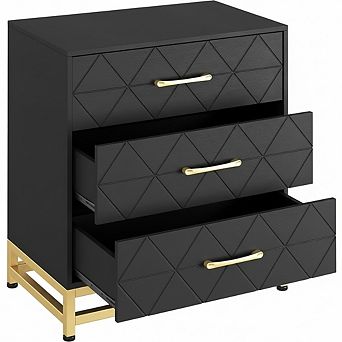 3-Drawer Wide Bedroom Dresser, with Metal Handles & Sturdy Legs, for Living Room, Entryway