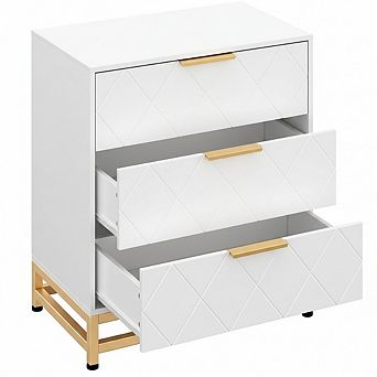 3-Drawer Wide Bedroom Dresser, with Metal Handles & Sturdy Legs, for Living Room, Entryway