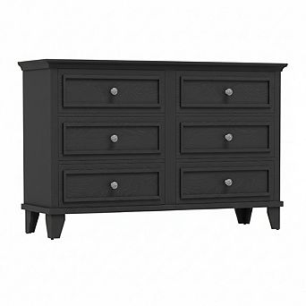6-Drawer Wide Dresser for Bedroom, Modern Wooden Drawers with Metal Handles, for Hallway, Entryway