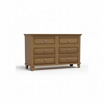 6-Drawer Wide Dresser for Bedroom, Modern Wooden Drawers with Metal Handles, for Hallway, Entryway