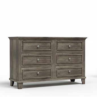 6-Drawer Wide Dresser for Bedroom, Modern Wooden Drawers with Metal Handles, for Hallway, Entryway