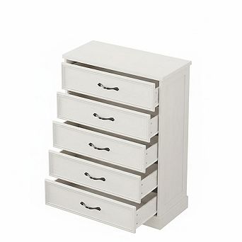 5-Drawer Dresser- 43" Tall Wooden, Large Storage Modern Chest, Bedroom Living Room Closet Organizer