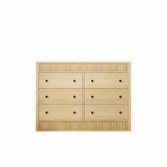 6 Drawer Dresser - Wooden Fluted Chest, Modern Storage Organizer for Bedroom Living Room