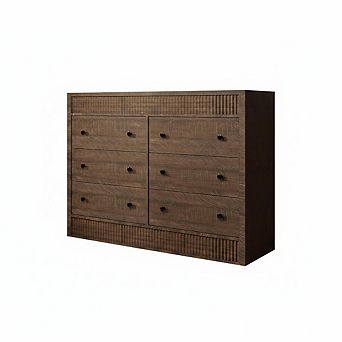 6 Drawer Dresser - Wooden Fluted Chest, Modern Storage Organizer for Bedroom Living Room