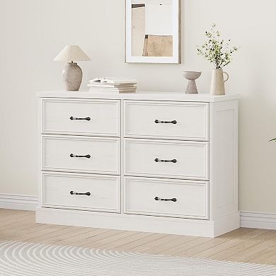 6 Drawer Dresser, Modern Drawer Bedside Table Storage Cabinet Ideal for Bedroom Organization