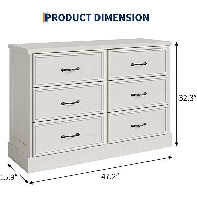 6 Drawer Dresser, Modern Drawer Bedside Table Storage Cabinet Ideal for Bedroom Organization