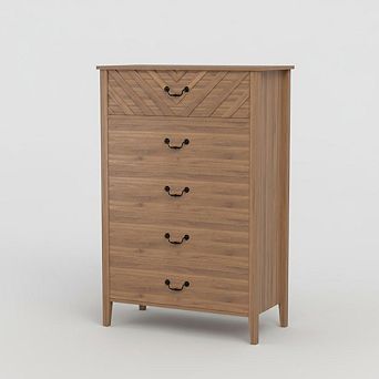 5 Drawer Dresser for Bedroom, 30.3" Wide Brown Chest of Drawers, for Living Room