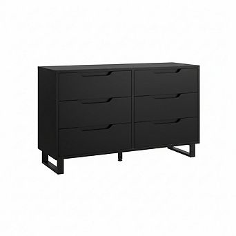 47.2" Wide 6-Drawer Wooden Dresser, Freestanding Storage Drawer Cabinet, for Bedroom, Living Room