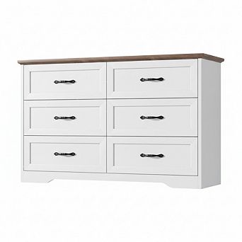 6 Drawers Dresser for Bedroom,Chest of Drawers with Wide Metal Handle, for Bedroom,Living Room