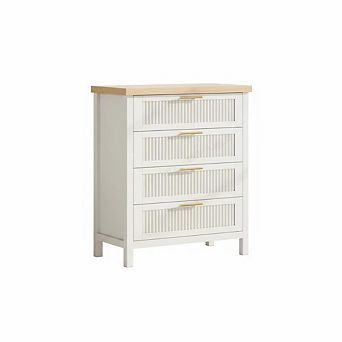 35.4" Tall Fluted 4-Drawer Dresser for Bedroom, Metal Handle Chest of Drawers for Closet