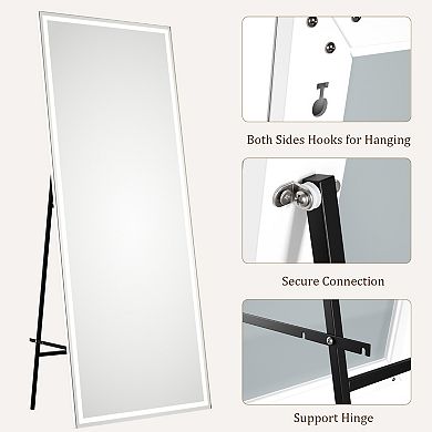 Contemporary Frameless Full Length LED Mirror, 71"x28" Freestanding or Wall-Mounted