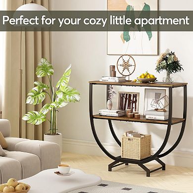 Industrial-style three-tier storage console table, rustic style