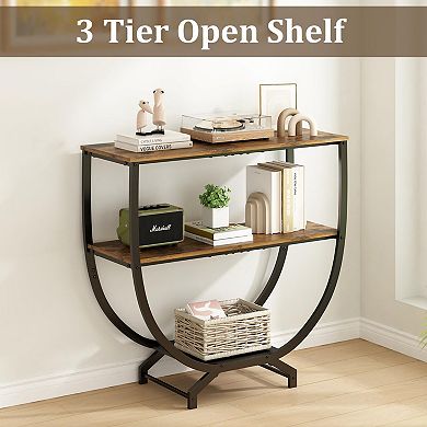 Industrial-style three-tier storage console table, rustic style