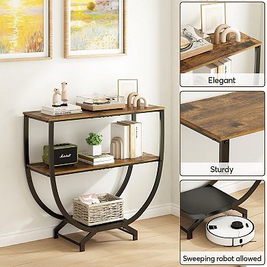 Industrial-style three-tier storage console table, rustic style