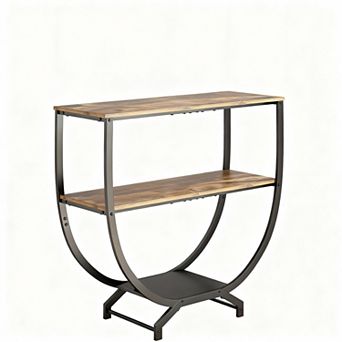 Industrial-style three-tier storage console table, rustic style