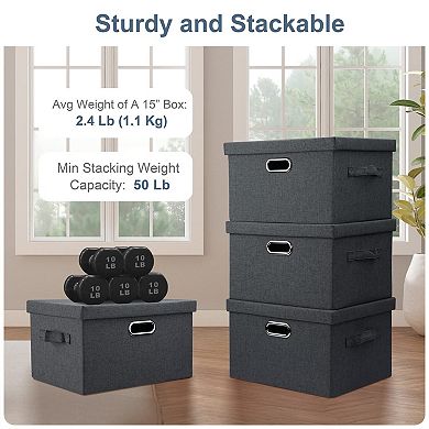 Heavy-Duty Foldable Storage Bins with Lids - 5 Pack